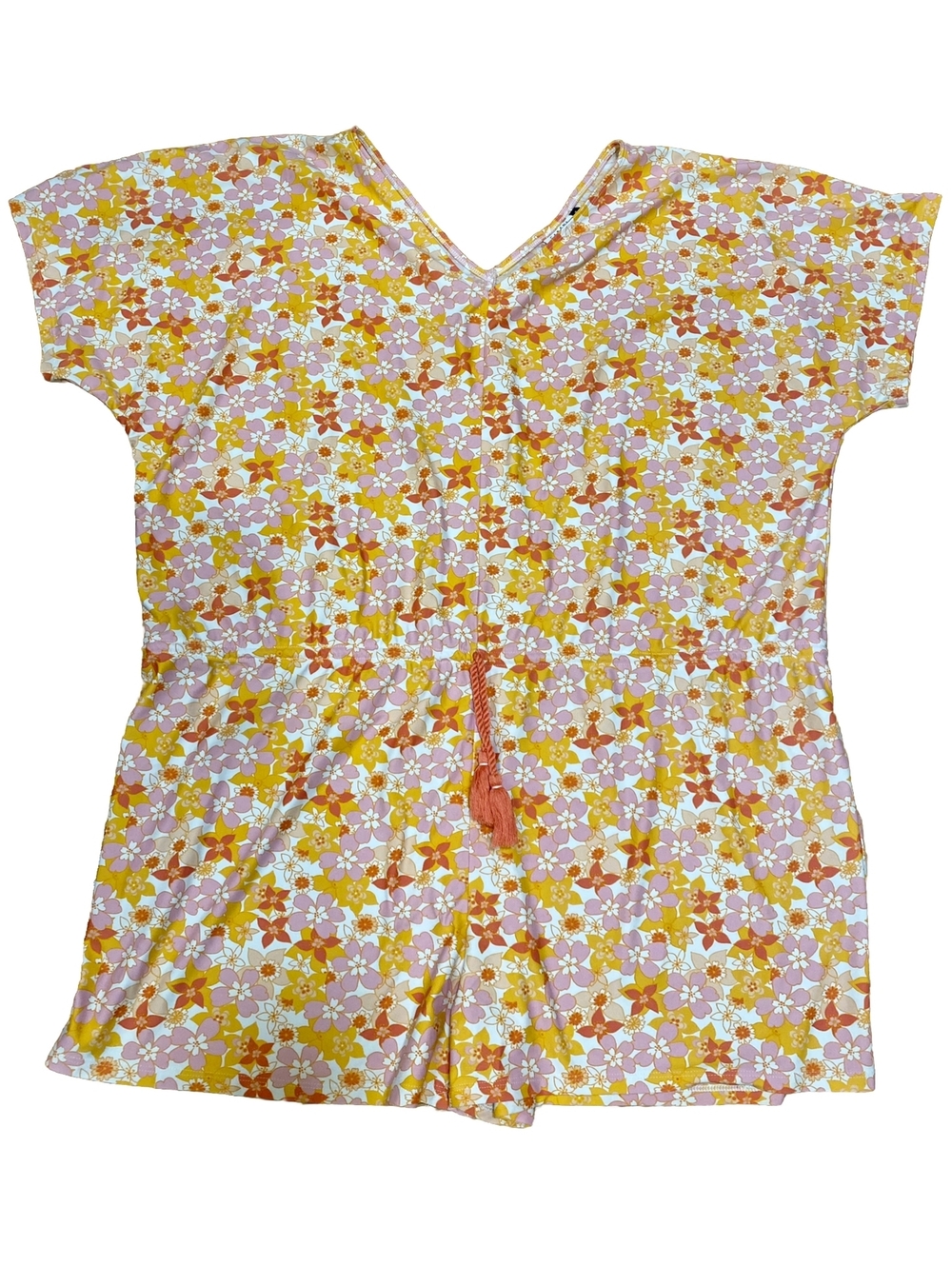 Cabana Life Size XL Floral Swim Cover Up Romper Beach Up Orange Pink